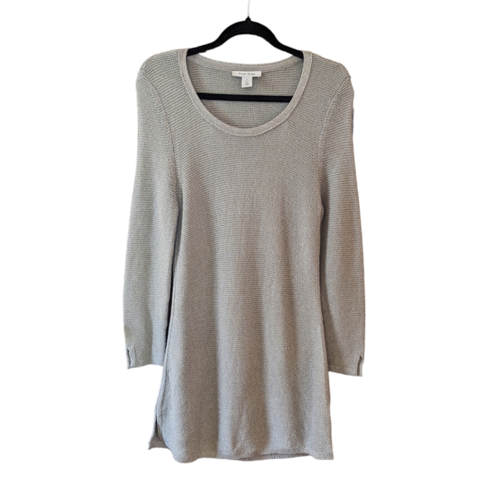 White House Black Market Metallic Scoopneck Sweater Tunic Womens Size Medium
